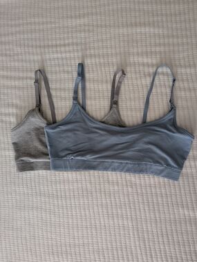 Kindred Bravely French Terry Bralette Vintage Blue And Grey Size Small